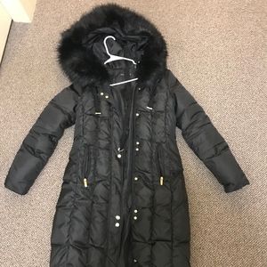 Via Spiga down parka with faux fur trim